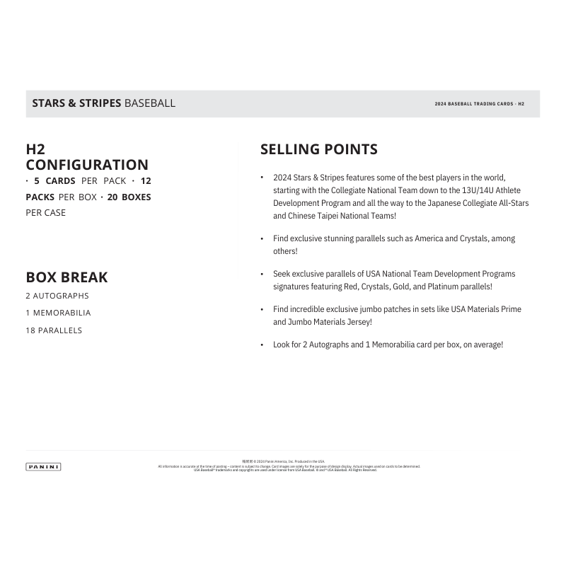 2024 Panini Stars and Stripes Baseball H2 Hybrid Box